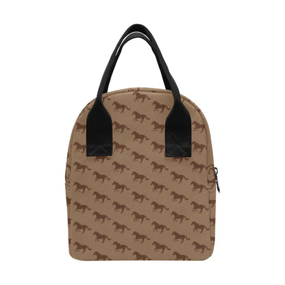 Horse Brown Print Design LKS307 Insulated Lunch Bag