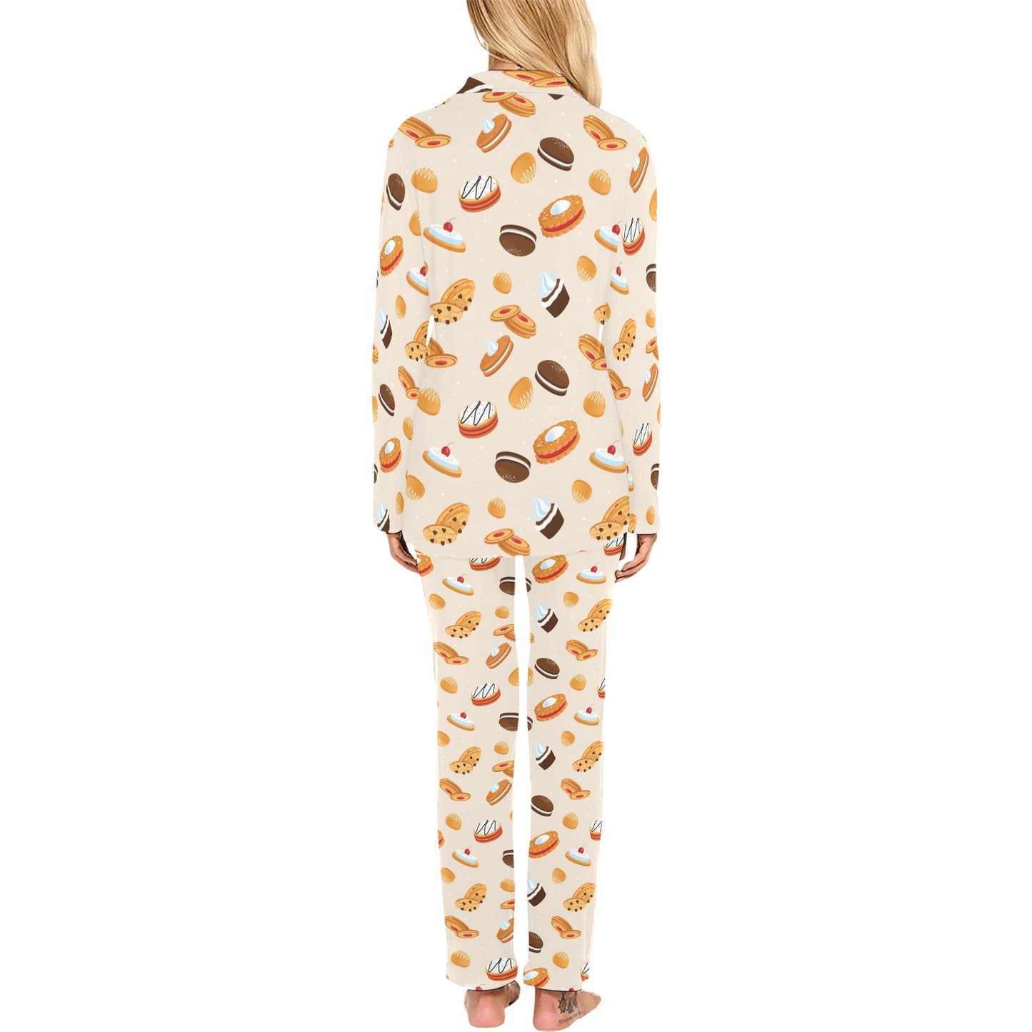 Biscuit Pattern Print Design 01 Women's Long Pajama Set
