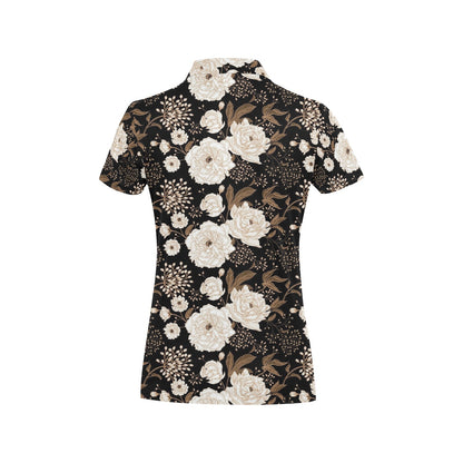 Peony Pattern Print Design A02 Women's Polo Shirt