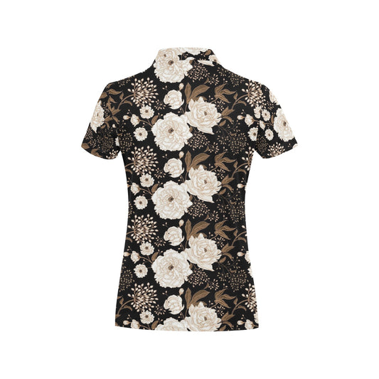 Peony Pattern Print Design A02 Women's Polo Shirt