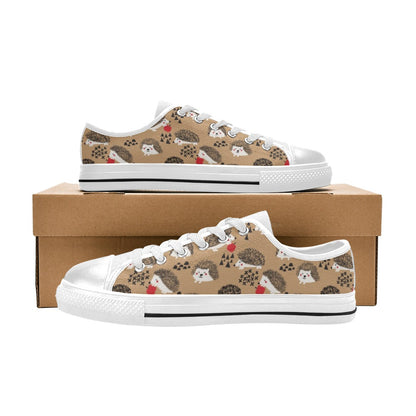 Hedgehog Print Design LKS403 Women's White Low Top Shoes