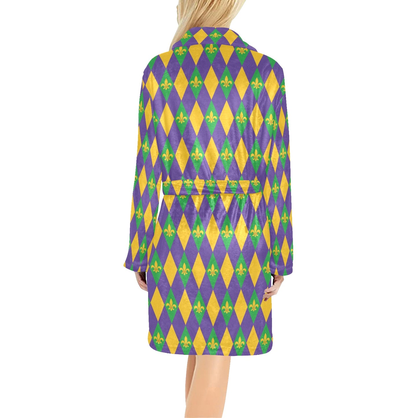 Mardi Gras Pattern Print Design 05 Women's Fleece Robe