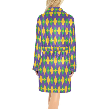 Mardi Gras Pattern Print Design 05 Women's Fleece Robe