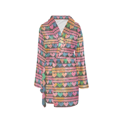 Heart Pattern Print Design HE010 Women's Fleece Robe