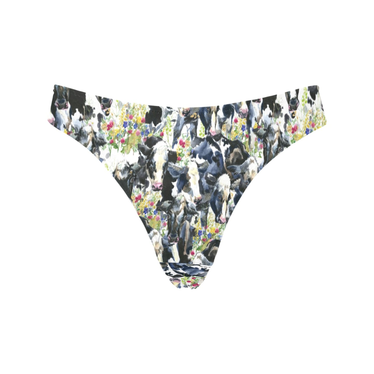 Cow Watercolor Print Pattern Women's Thongs