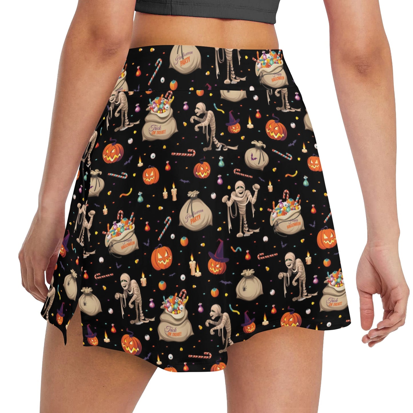 Mummy Halloween Print Design LKS303 Women's Golf Skirt with Pocket