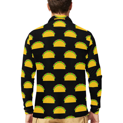 Taco Pattern Print Design TC06 Long Sleeve Polo Shirt For Men's