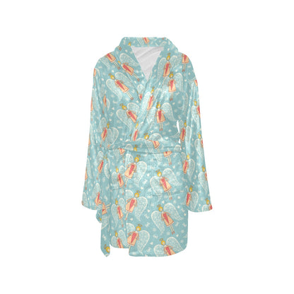 Angel Pattern Print Design 01 Women's Fleece Robe