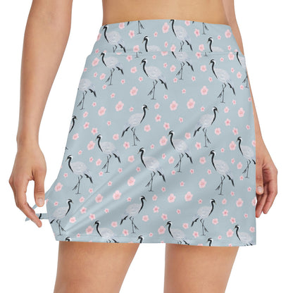 Sakura Bird Print Design LKS304 17" Golf & Pickleball Skort with Pockets