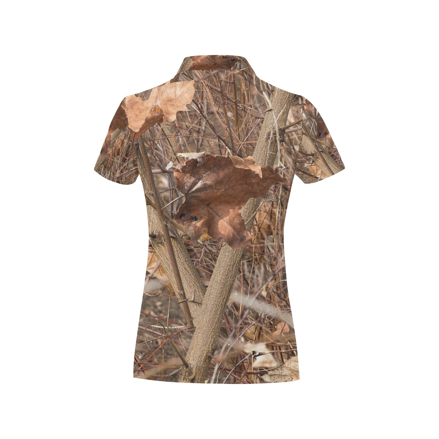 Camo Realistic Tree Forest Autumn Print Women's Polo Shirt