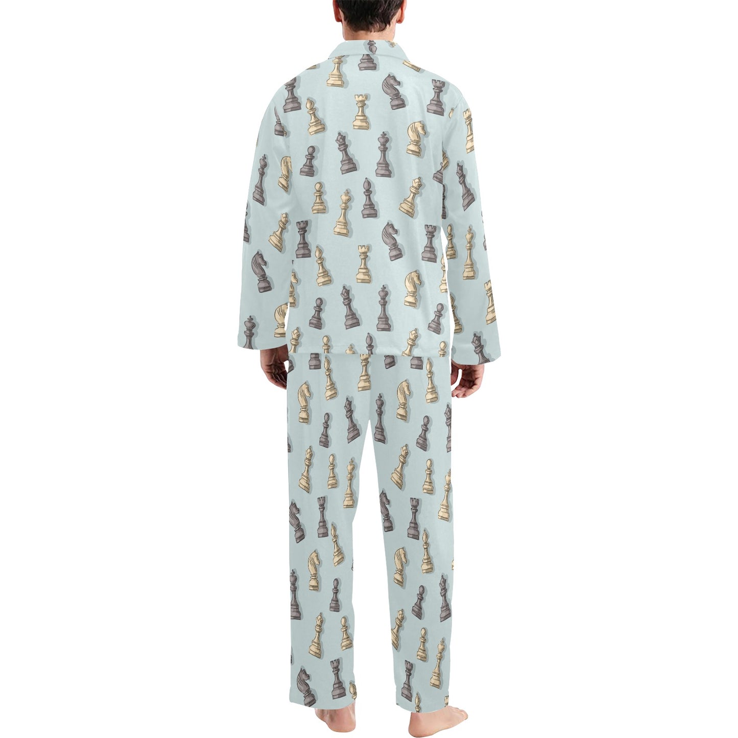 Chess Pattern Print Design 02 Men's Long Pajama Set