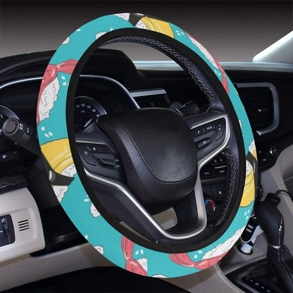 Sushi Print Design LKS305 Steering Wheel Cover with Elastic Edge