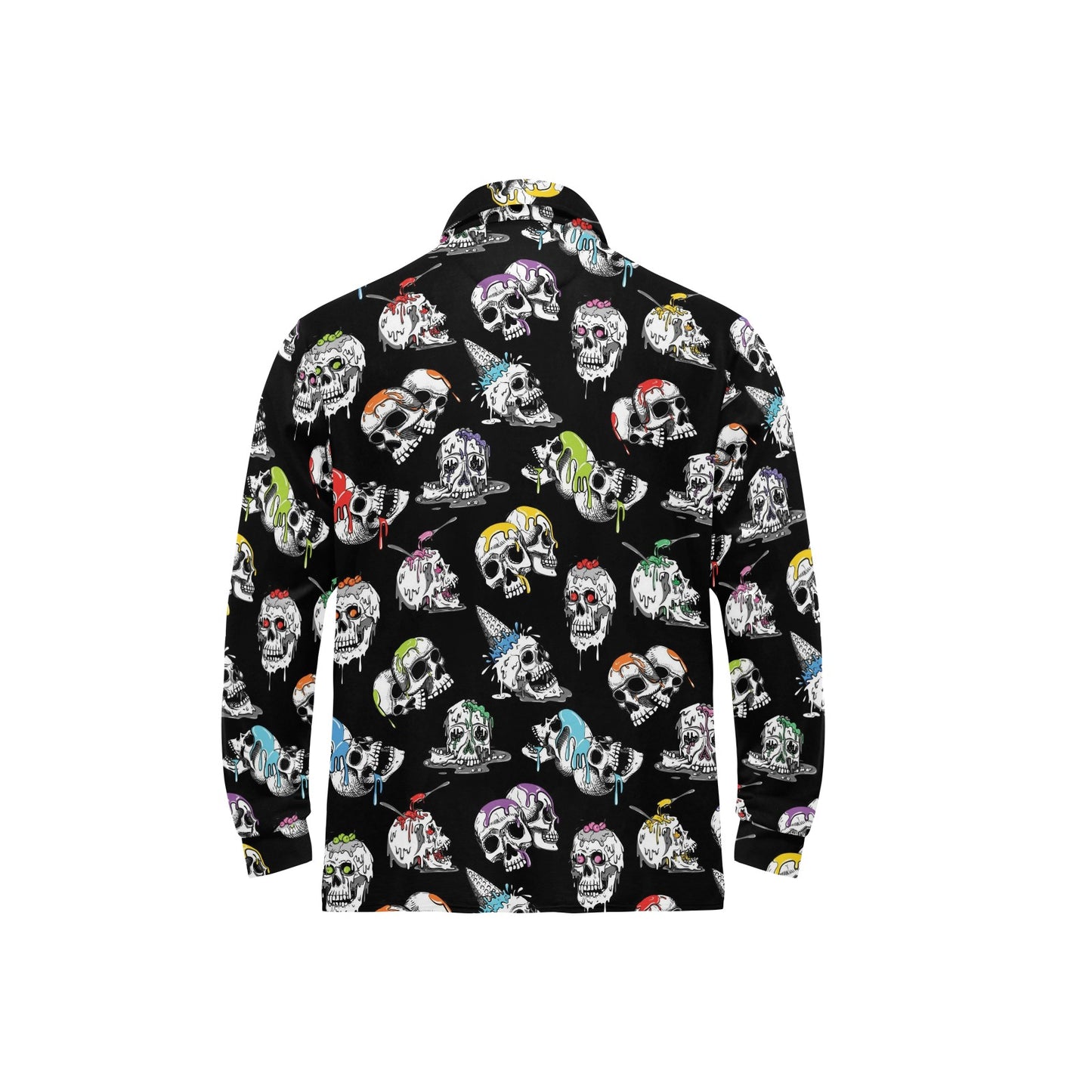 Skull Print Design LKS3013 Long Sleeve Polo Shirt For Men's