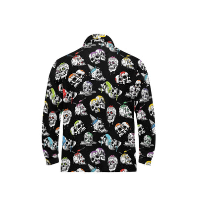 Skull Print Design LKS3013 Long Sleeve Polo Shirt For Men's