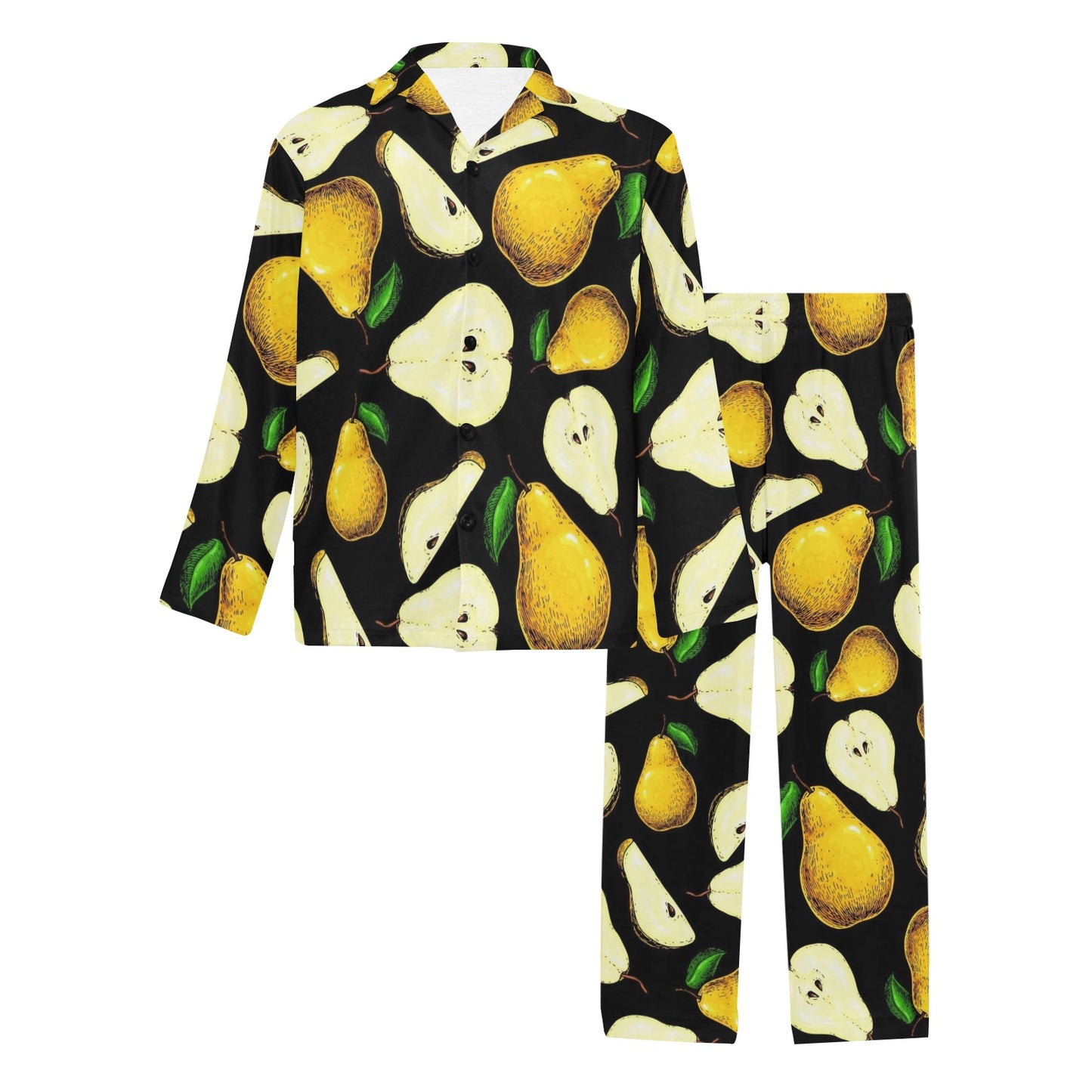 Pear Pattern Print Design PE01 Men's Long Pajama Set