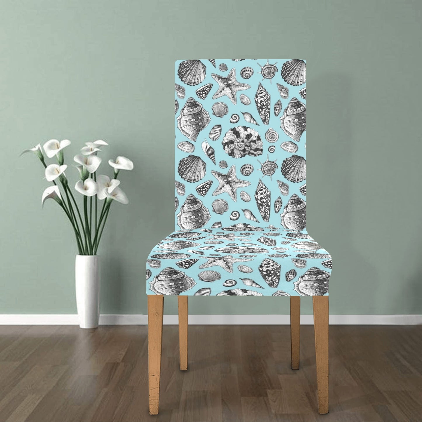 Seashell Beach Print Design LKS302 Dining Chair Slipcover