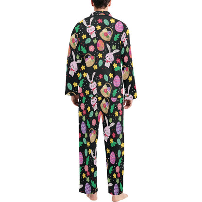 Easter Eggs Pattern Print Design RB05 Men's Long Pajama Set