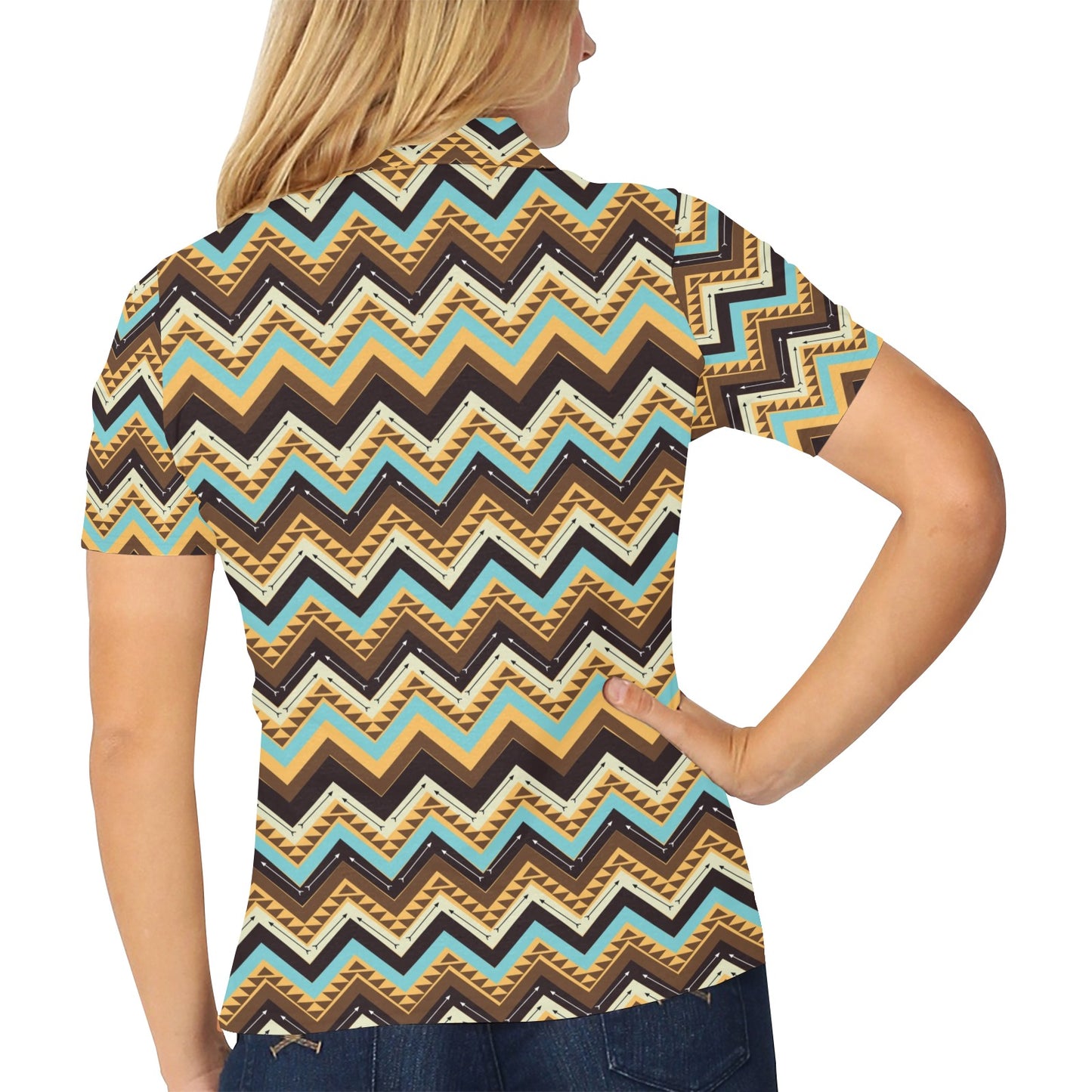 Southwest Pattern Print Design LKS301 Women's Polo Shirt