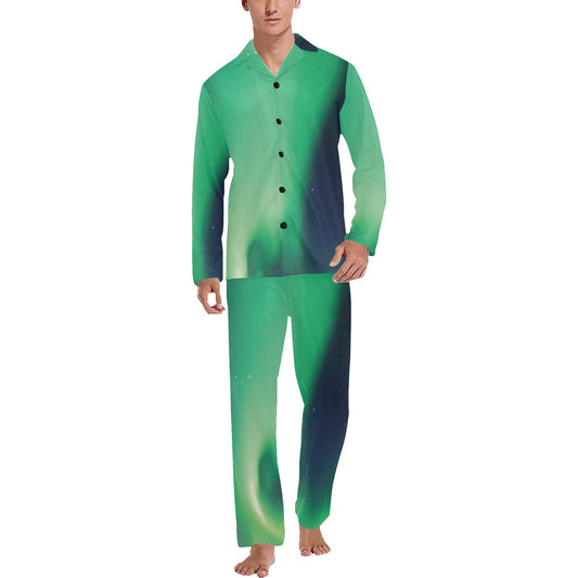 Aurora Borealis Pattern Print Design 04 Men's Long Pajama Set