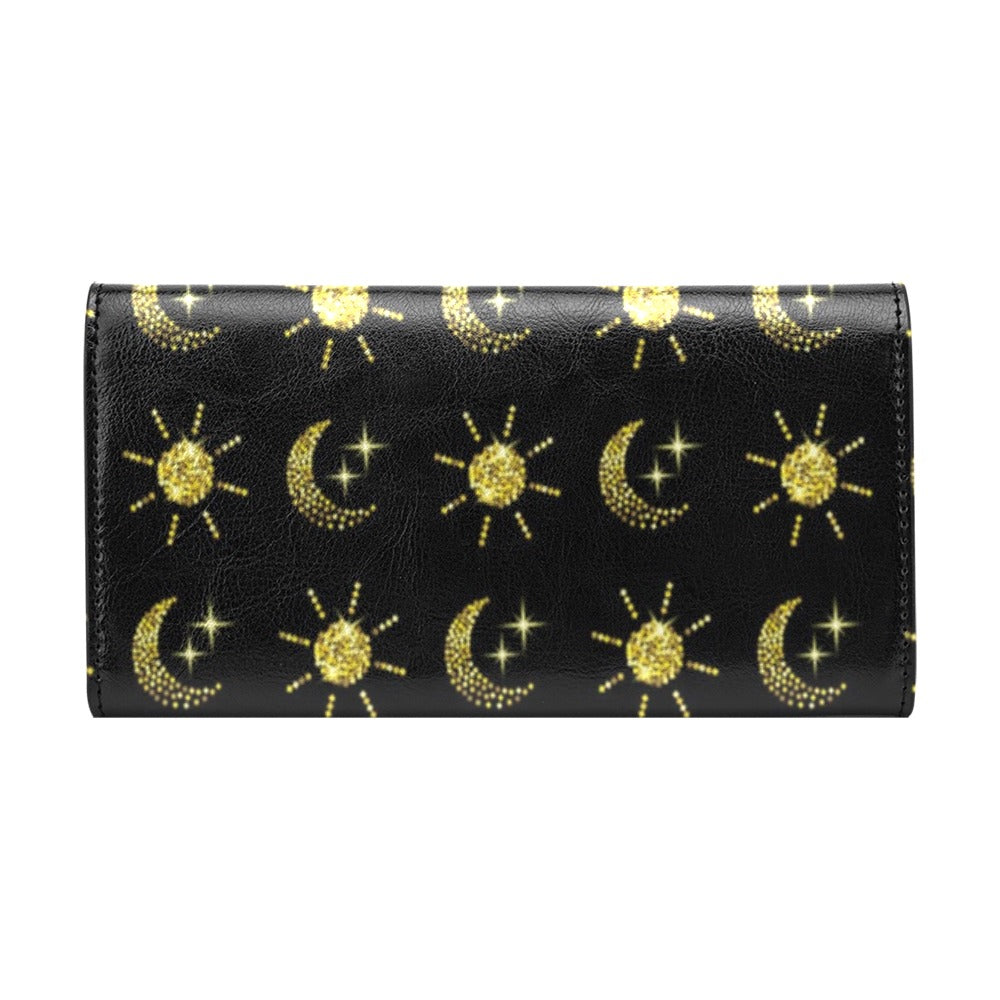 Sun Moon Print Design LKS304 Women's Trifold Wallet