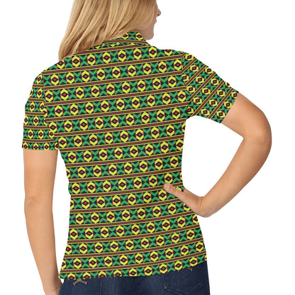 African Geometric Print Pattern Women's Polo Shirt
