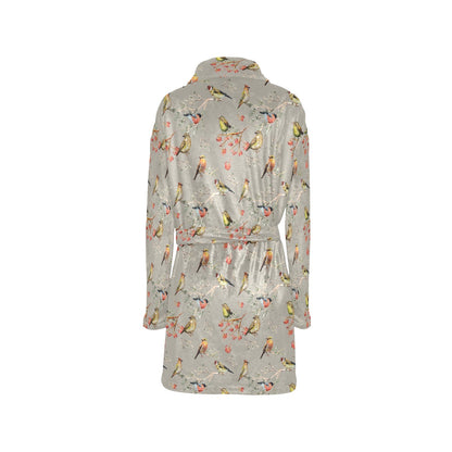 Birds Pattern Print Design 03 Women's Fleece Robe