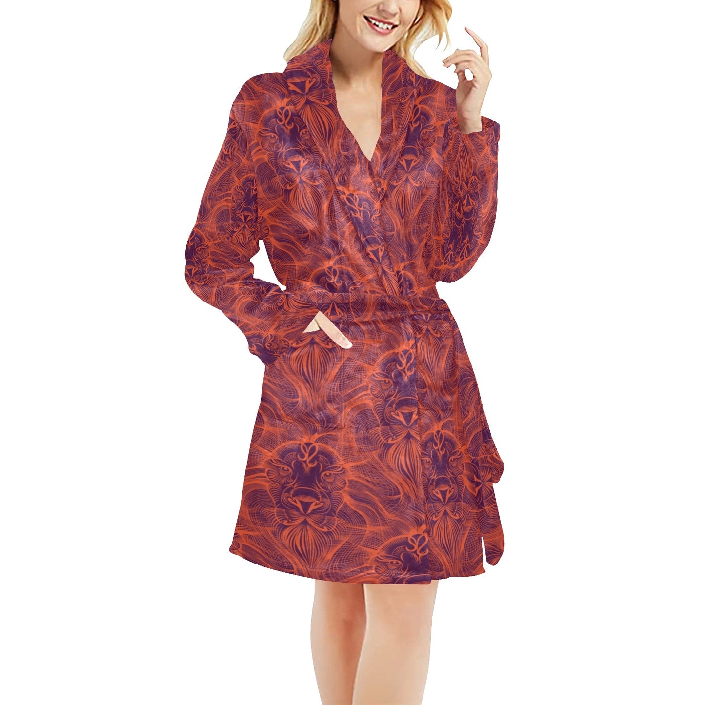 Leo Pattern Print Design 01 Women's Fleece Robe