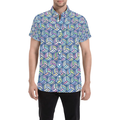 Volleyball Print Design LKS301 Men Short Sleeve Button Up Shirt