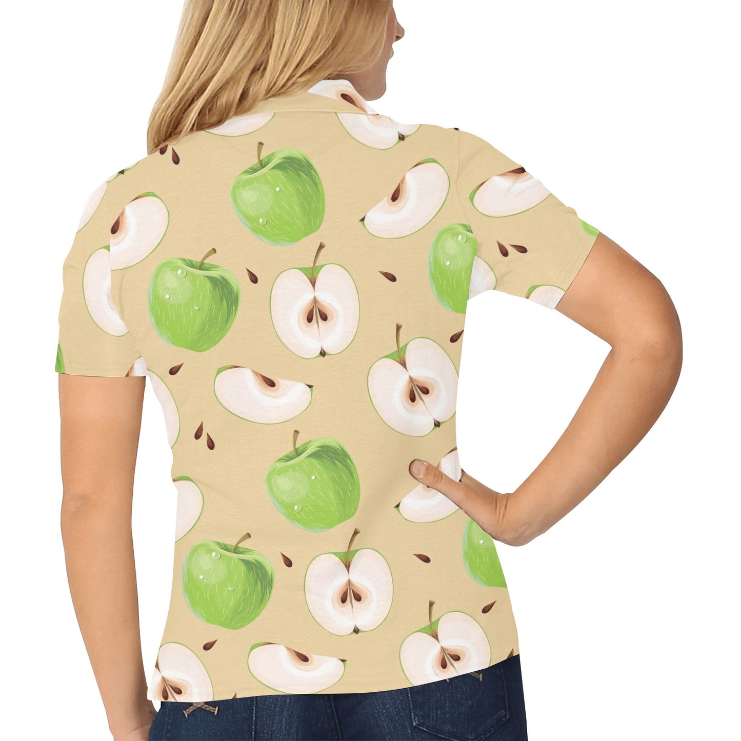Apple Pattern Print Design AP07 Women's Polo Shirt