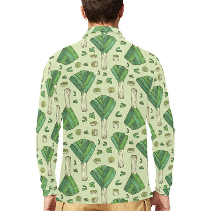 Leek Pattern Print Design 04 Long Sleeve Polo Shirt For Men's