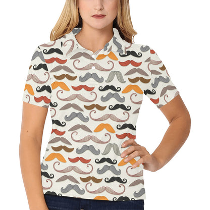 Mustache Pattern Print Design A02 Women's Polo Shirt