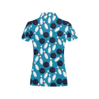 Bowling Pin Pattern Print Design 010 Women's Polo Shirt