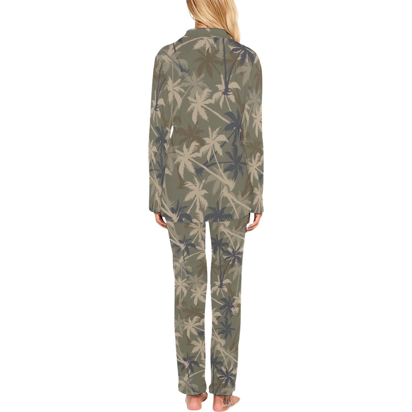 Palm Tree camouflage Women's Long Pajama Set