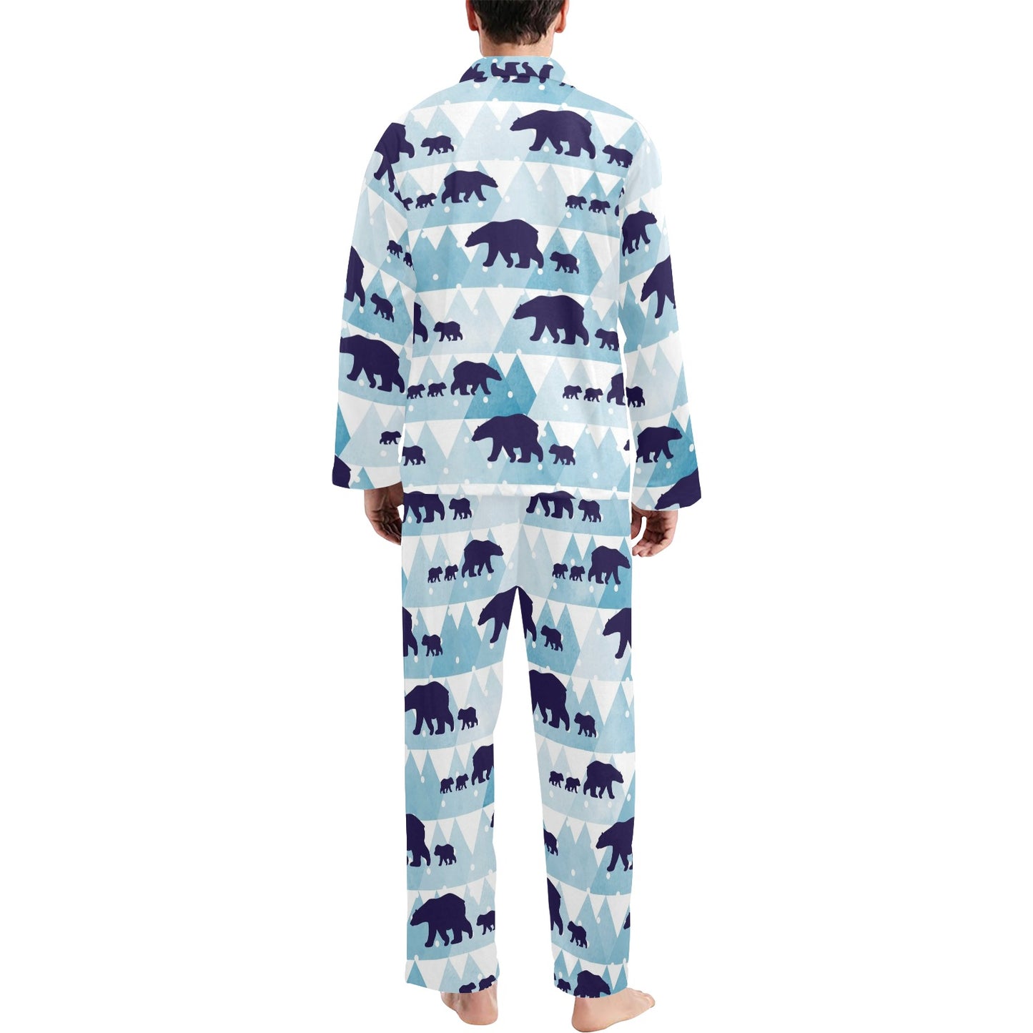 Bear Pattern Print Design BE01 Men's Long Pajama Set