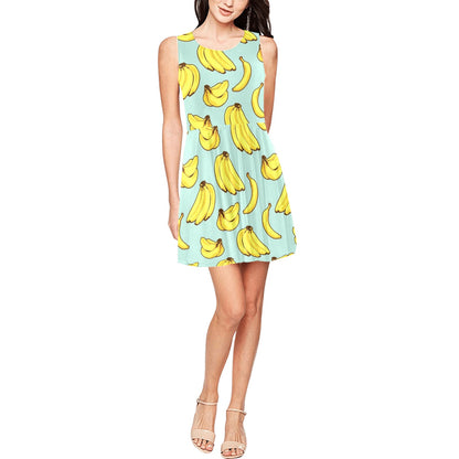 Banana Pattern Print Design BA04 Sleeveless Dress