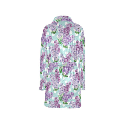 Lilac Pattern Print Design 02 Women's Fleece Robe