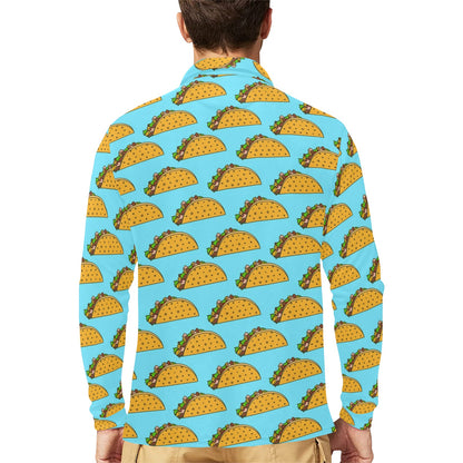 Taco Pattern Print Design TC03 Long Sleeve Polo Shirt For Men's