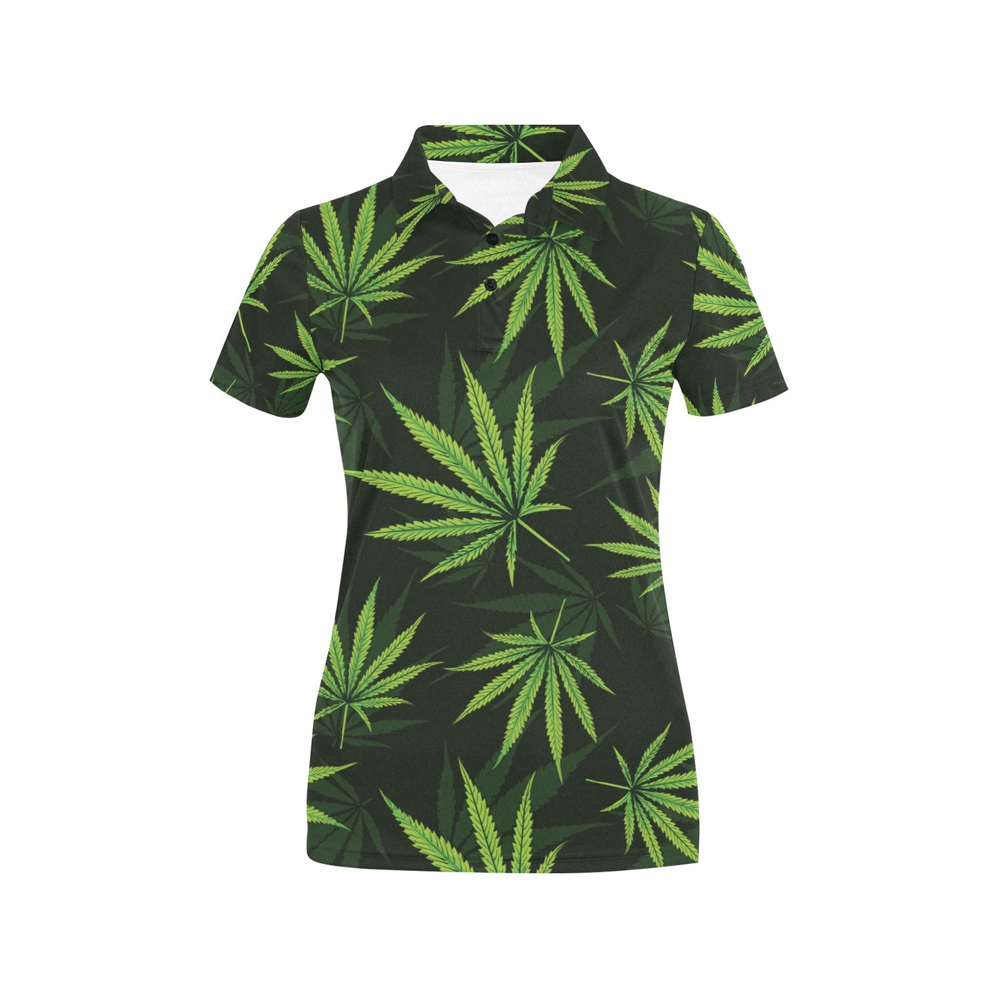 Pot Leaf Pattern Print Design A03 Women's Polo Shirt