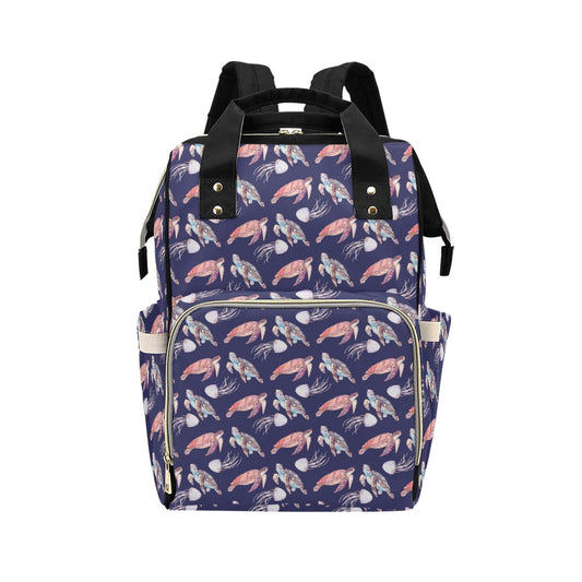 Sea Turtle With Jelly Fish Print Design LKS301 Diaper Bag Backpack