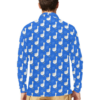 Goose Print Design LKS402 Long Sleeve Polo Shirt For Men's