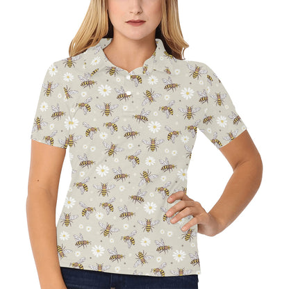 Bee Pattern Print Design 03 Women's Polo Shirt