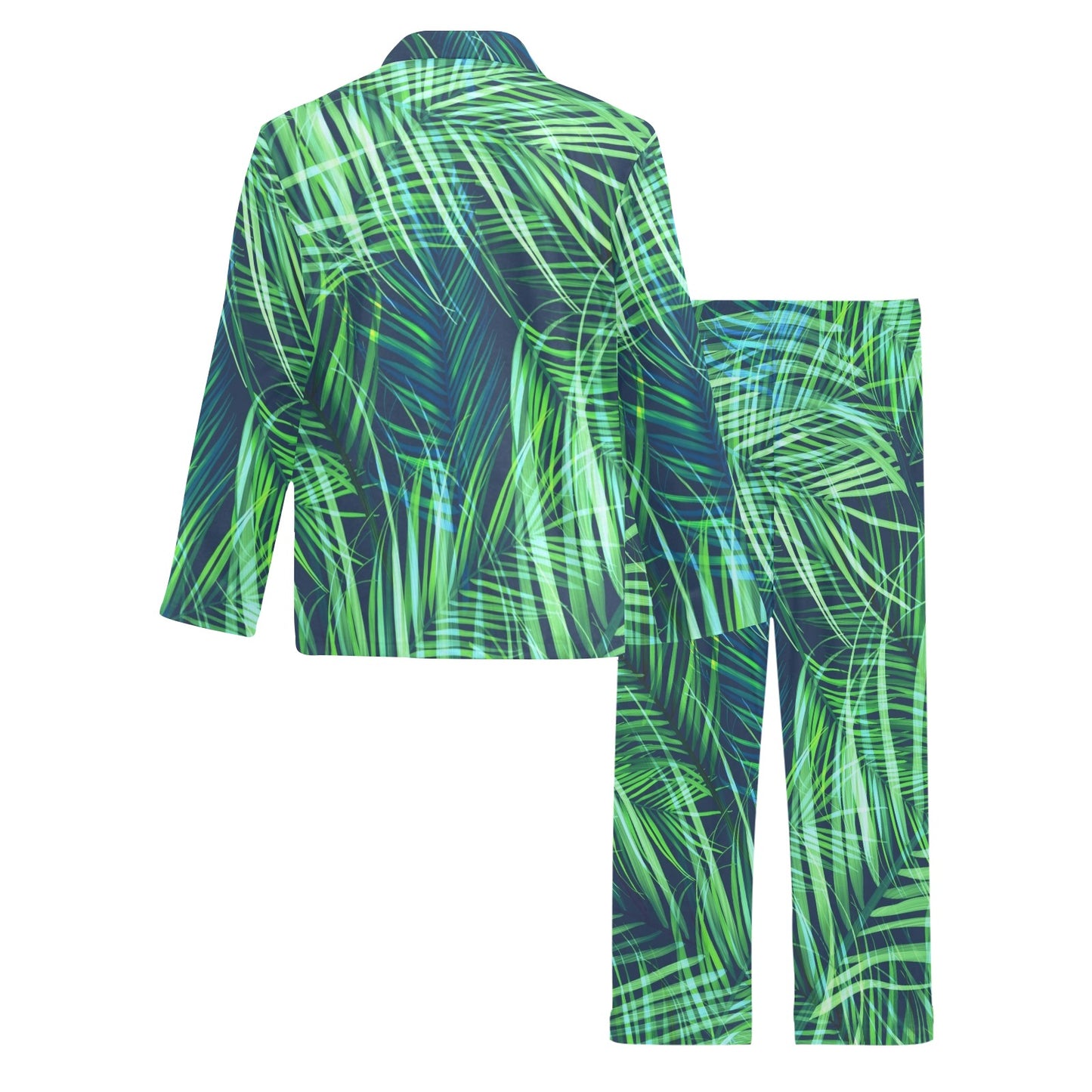 Palm Leaves Pattern Print Design PL02 Men's Long Pajama Set