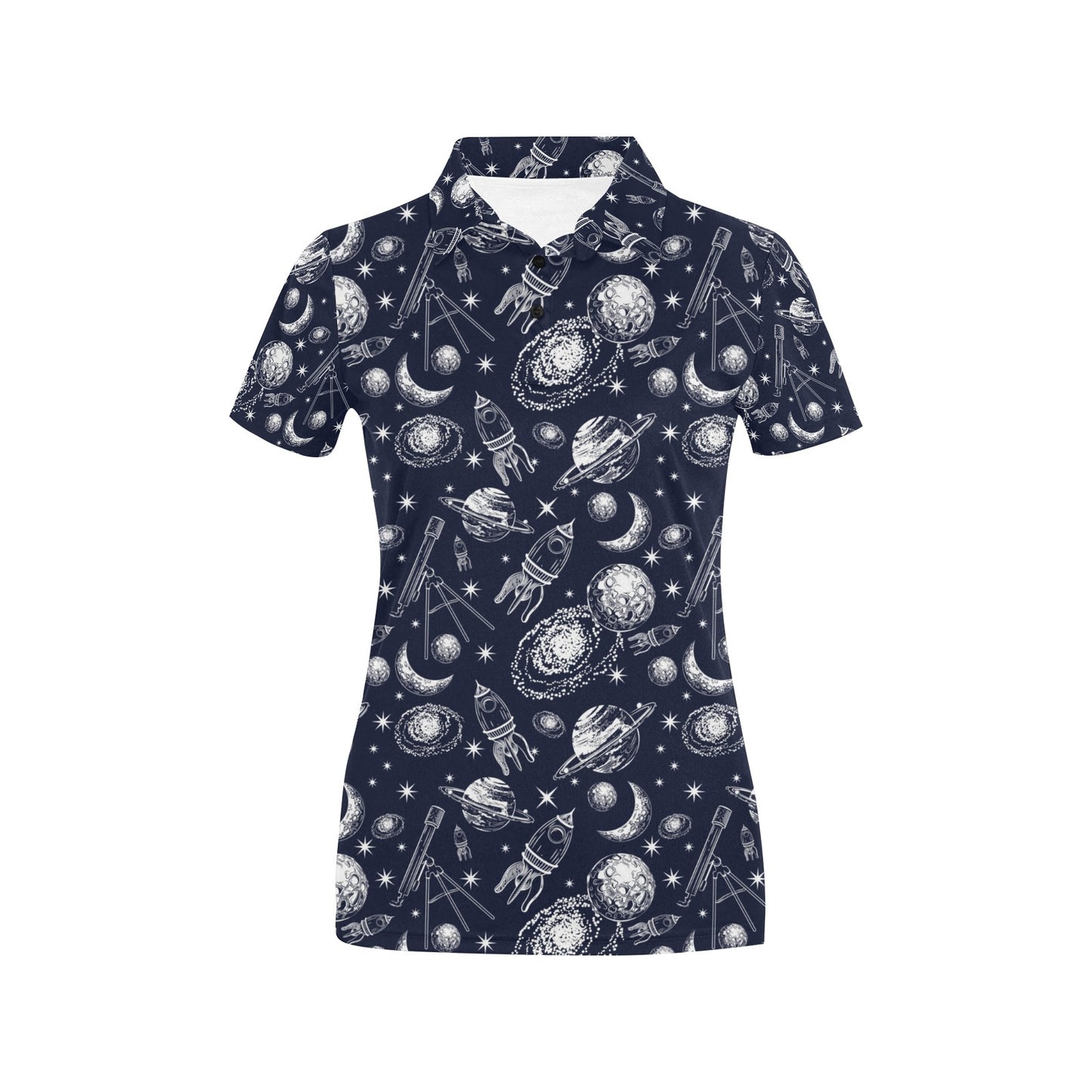 Space Rocket Print Design LKS301 Women's Polo Shirt