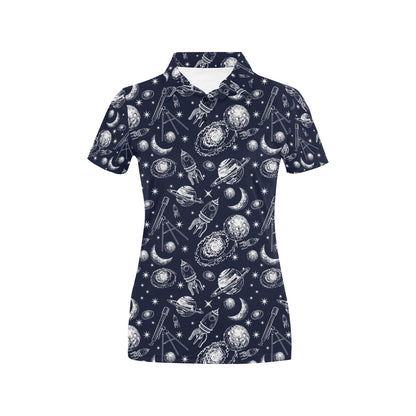 Space Rocket Print Design LKS301 Women's Polo Shirt