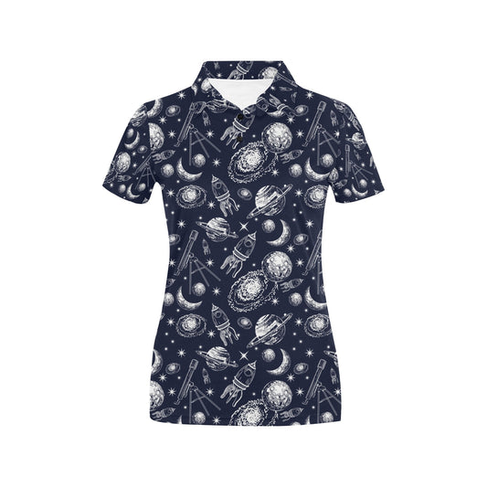 Space Rocket Print Design LKS301 Women's Polo Shirt