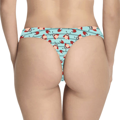 Ladybug Happy Print Pattern Women's Thongs
