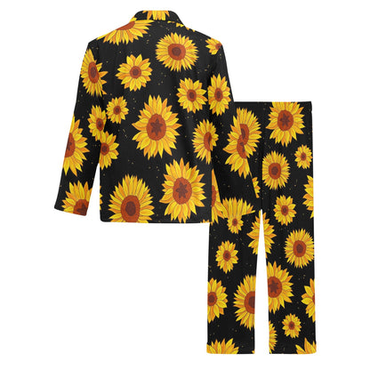 Sunflower Pattern Print Design SF09 Men's Long Pajama Set