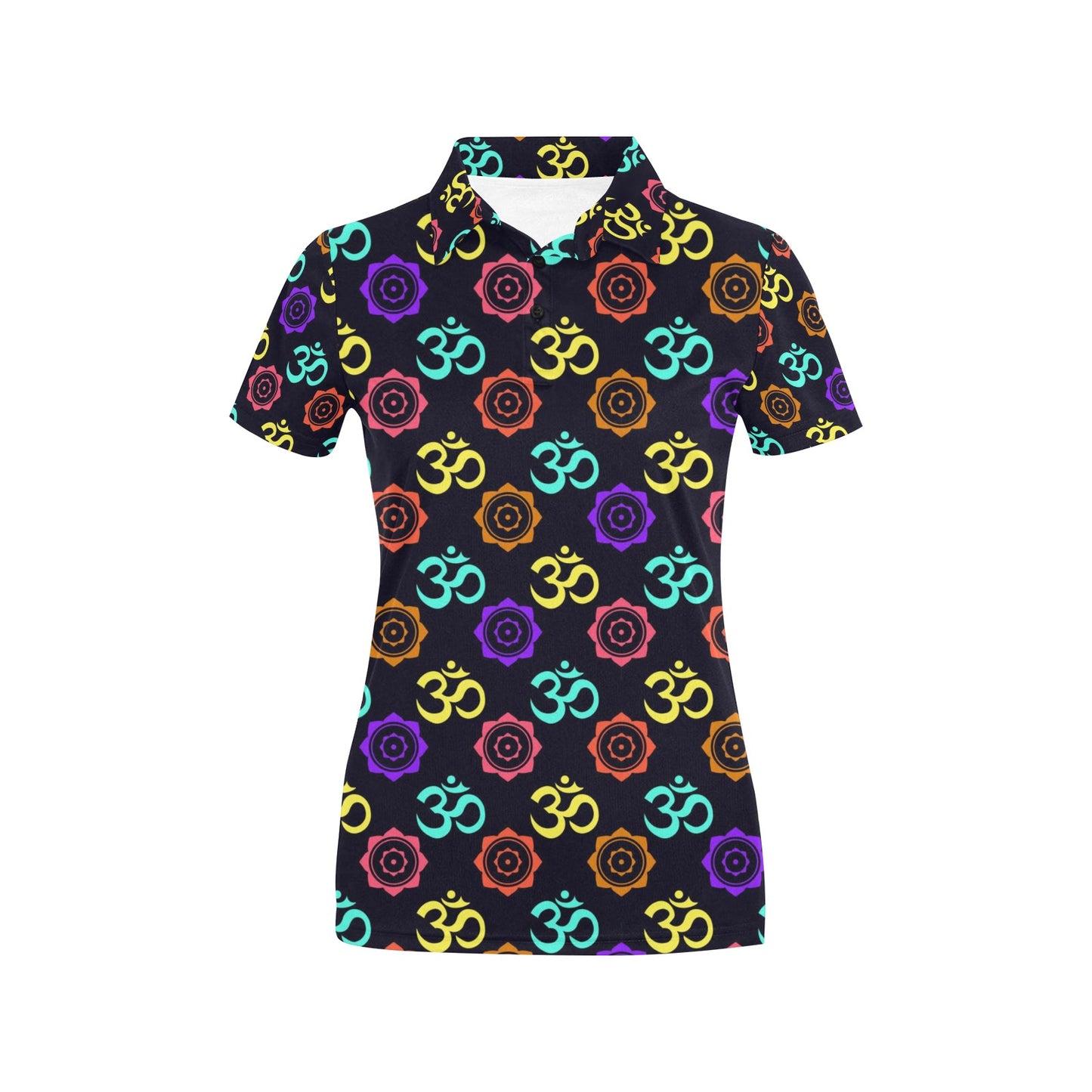 Chakra OM Print Pattern Women's Polo Shirt