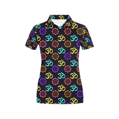 Chakra OM Print Pattern Women's Polo Shirt