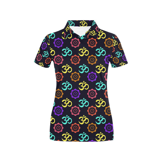 Chakra OM Print Pattern Women's Polo Shirt